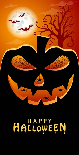 Pompoen Halloween Concept Pompoen Emoticon Glimlach Halloweenpompoenkopkrik Lantaarn Eng Grappig — Stockvector