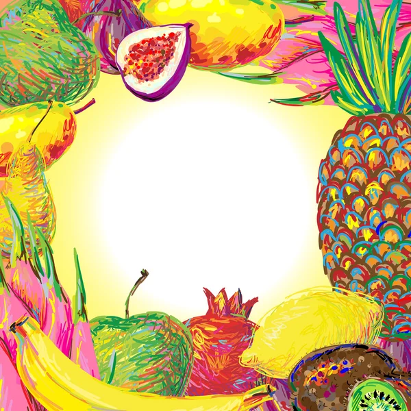 Zusammensetzung exotischer Früchte — Stockvektor
