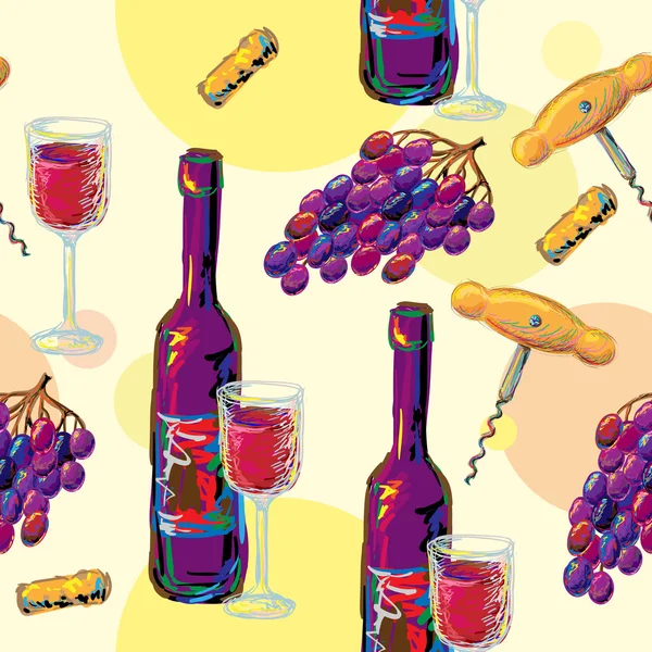 Modèle de vin sans couture — Image vectorielle