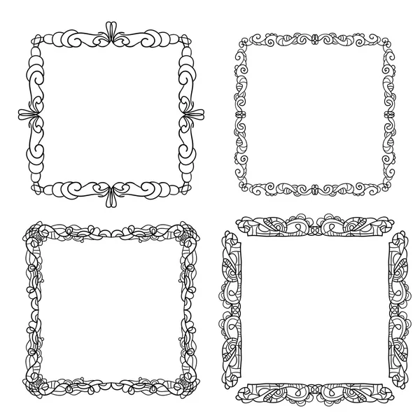 Set van handgetekende doodle frames — Stockvector