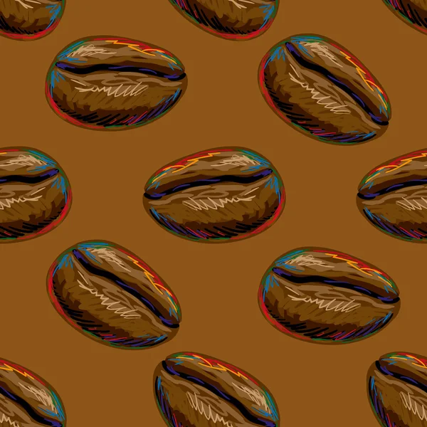 Motif sans couture avec grains de café — Image vectorielle