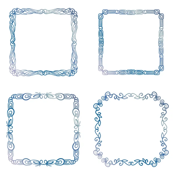 Hand getrokken doodle blauwe frames — Stockvector