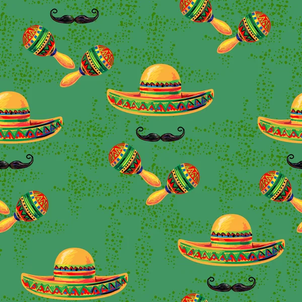 Mexican seamless music pattern — Stock Vector