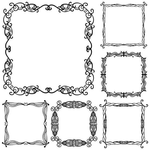 Set van handgetekende doodle frames — Stockvector