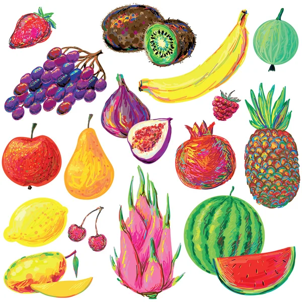 Ilustración de juego de frutas — Archivo Imágenes Vectoriales