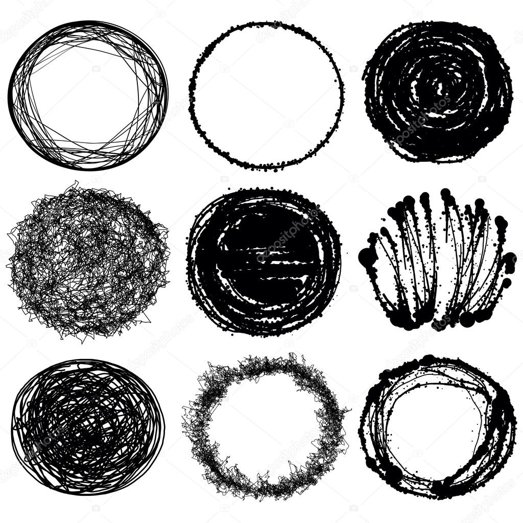 set of grunge circles for frames