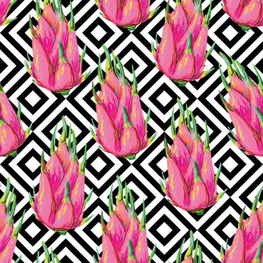 pattern with beautiful fresh dragon fruit