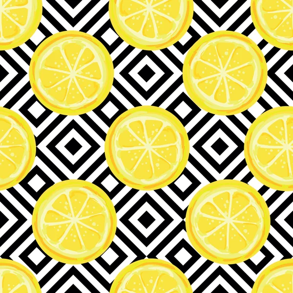 Seamless pattern with lemon slice — Stok Vektör