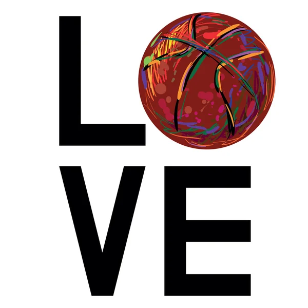 A "szeretet" szó kosárlabda-labda — Stock Vector