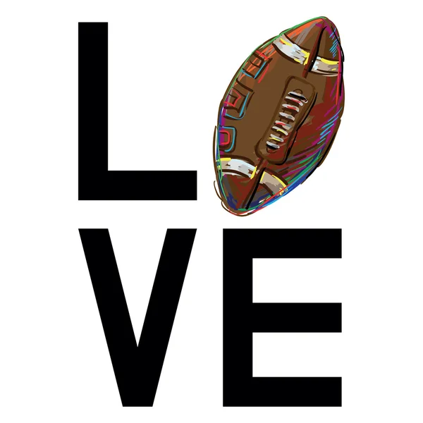Das Wort "Liebe" beim American Football Ball — Stockvektor