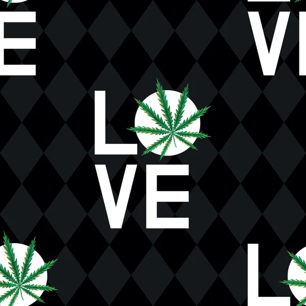 Seamless pattern with love marijuana — 스톡 벡터
