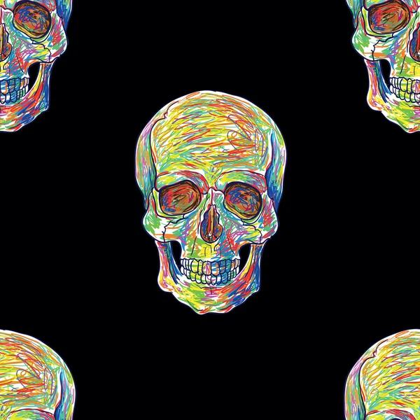 Motif sans couture avec crânes — Image vectorielle