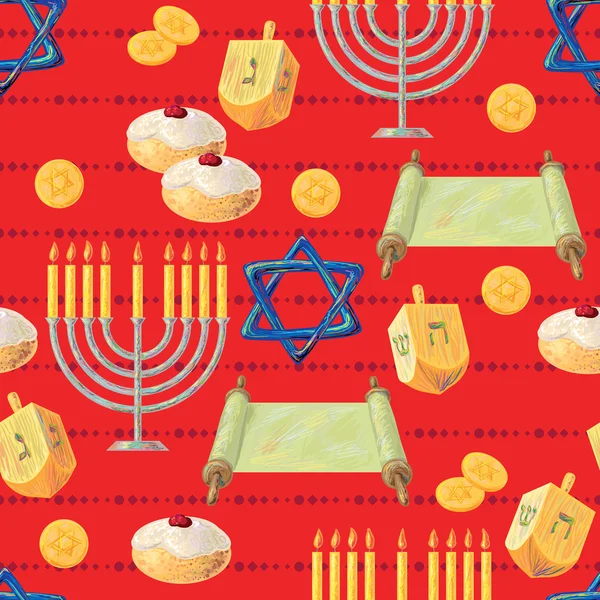 Hanukkah modello senza soluzione di continuità — Vettoriale Stock