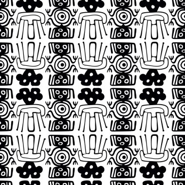 Seamless Mexican black and white pattern