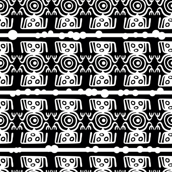 Seamless Mexican black and white pattern — Stock vektor