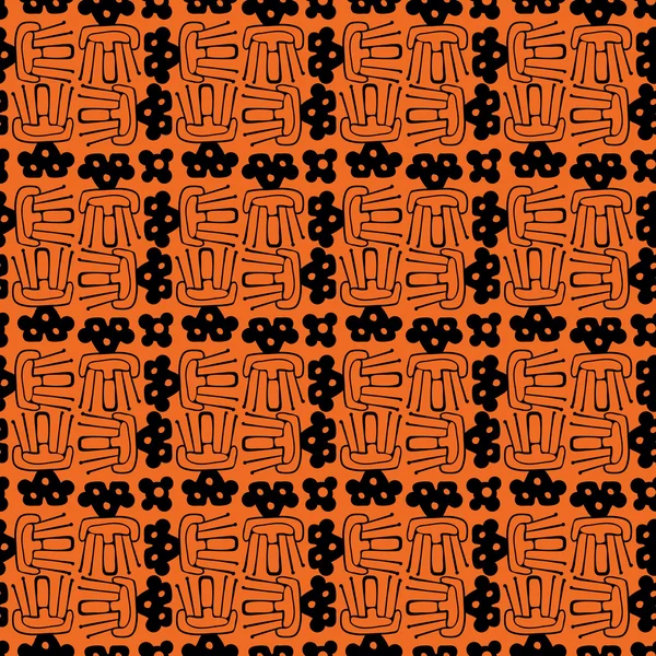 Nahtloses mexikanisches Schwarz-Orange-Muster — Stockvektor