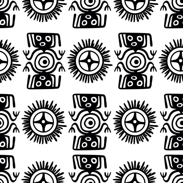 Seamless Mexican black and white pattern — Stock vektor