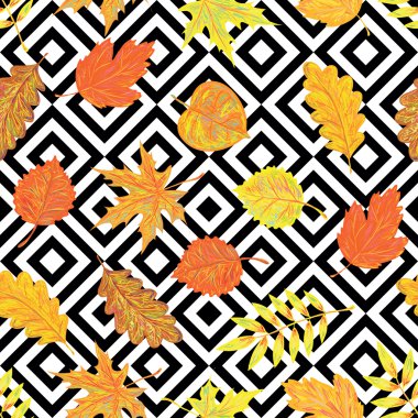 desen renkli sonbahar yaprakları ile