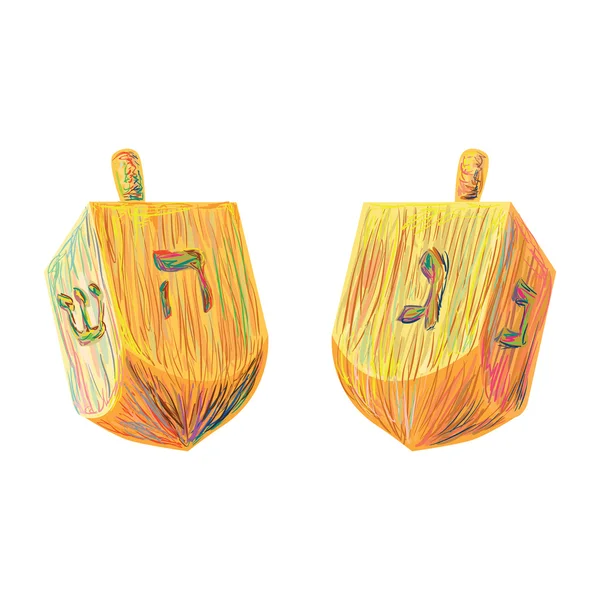 Dreidel en bois Hanoukka — Image vectorielle