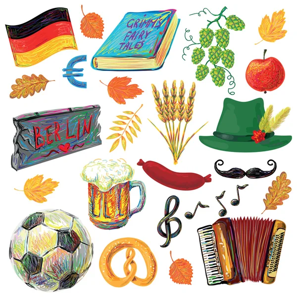 Γερμανία ταξιδιωτικών παραδοσιακό φαγητό — Διανυσματικό Αρχείο