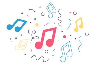 Müzik notası. Şirin Parti. Melodi çal. Uyumlu ses. Müzik imzası