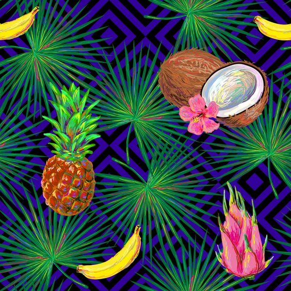 Patrón tropical sin costuras — Vector de stock