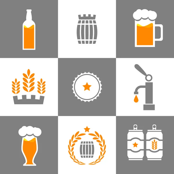 Bier pictogrammen set — Stockvector