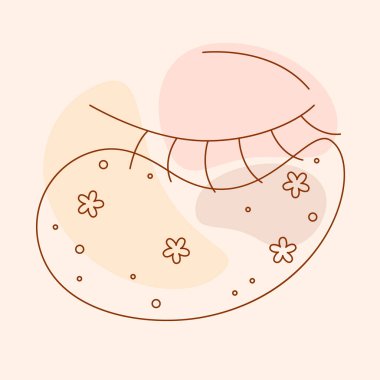 Güzellik tedavisiyle beslenme derisi. Hidrojel göz bandı jeli. Kore kaldırma maskesi simgesi, yaşlanma, nemlendirme ve cilt bakımı için modaya uygun kozmetik ürün