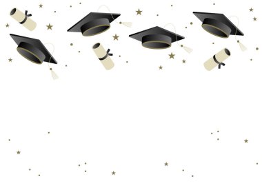 Boş kopya alanı olan mezuniyet afişi şablonu. Tebrikler mezunlar. Üniversite, lise, üniversite için kutlama tasarımı.