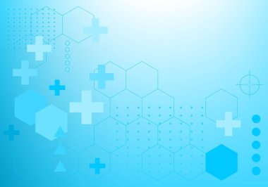 Modern mavi tıbbi teknoloji geçmişi. Çokgen şablonu. Geometrik haxagon hafif tıbbi arka plan. Teknoloji tıbbi tasarımı. Altıgen geometrik mavi desenlerin arkaplanı