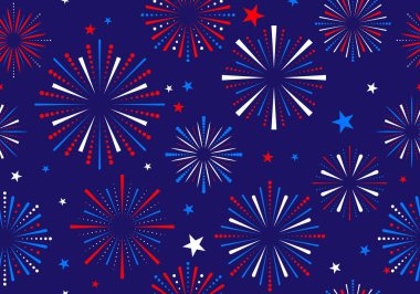 Yıldızlı kusursuz desen. Amerikan Yıldızlarının Arkaplan Örnekleri. Amerikan bayramında Amerikan vatanseverliğinin arka plan modeli. Kusursuz Yıldızlar Vatansever Kırmızı ve Mavi Soyut Arkaplan ABD Kalıbı