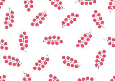 Kırmızı böğürtlenli kusursuz desen. Böğürtlenli dal. Çiçeksel vektör pürüzsüz desen. Noel çobanpüskülü. Baskı, ambalaj kağıdı, tekstil, kumaş, duvar kağıdı için tasarım