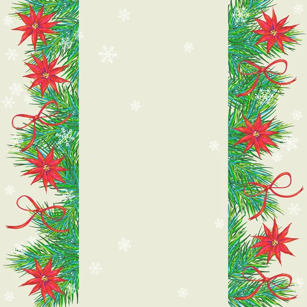 Christmas greeting card with fir twigs — Stock Vector