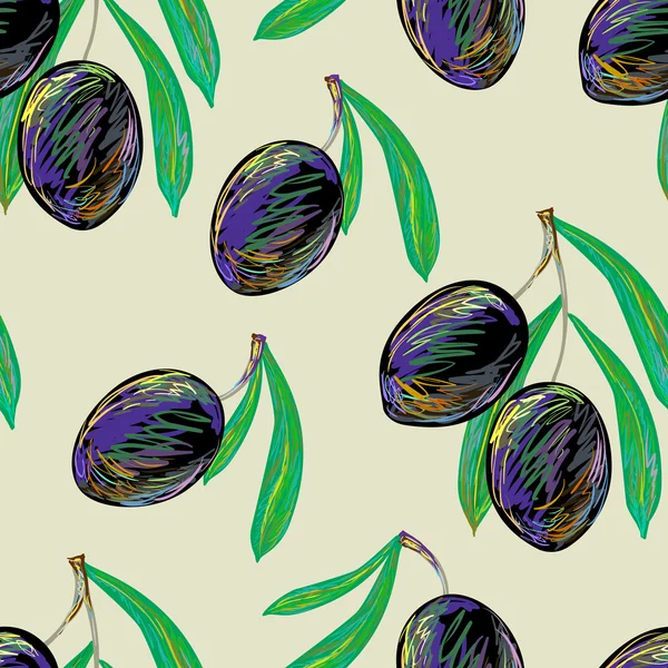 Modèle sans couture avec olives noires — Image vectorielle