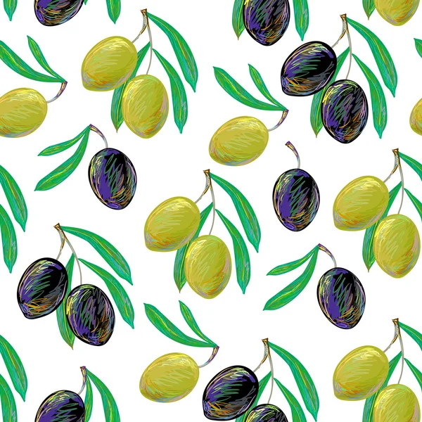Grüne und schwarze Oliven — Stockvektor