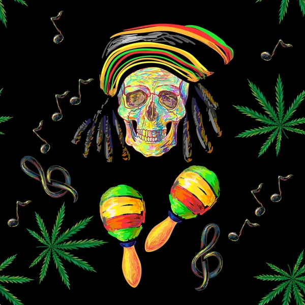 Musique motif rastafari — Image vectorielle