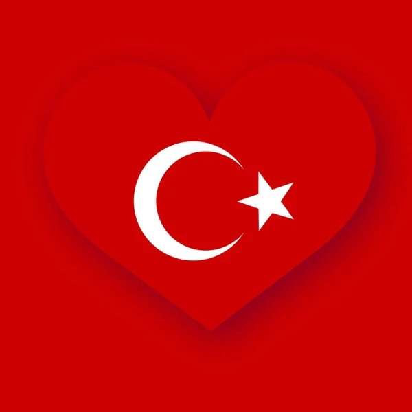 Bandera de Turquía corazón — Vector de stock