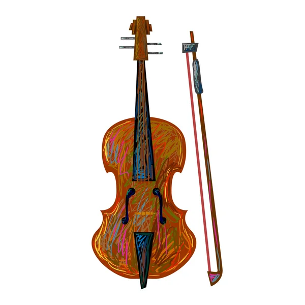 Violon plat sur blanc — Image vectorielle