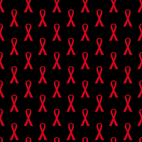 Seamless pattern with Red Awareness Ribbon