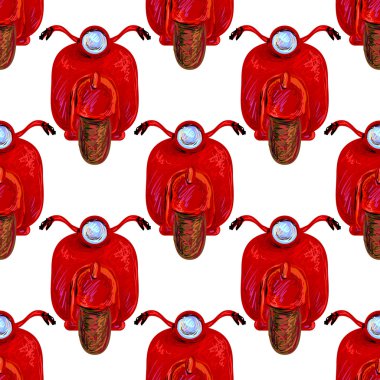 Italian seamless pattern with red scooters