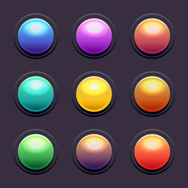Cartoon colorful button set — Stock Vector
