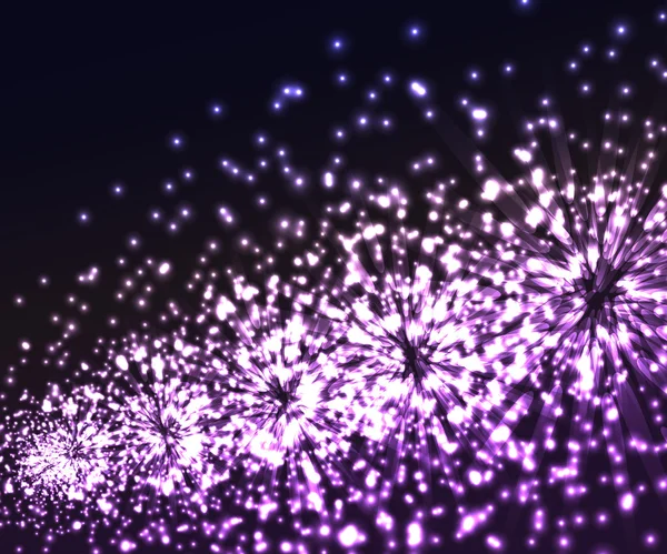 Hermosos fuegos artificiales violeta — Vector de stock