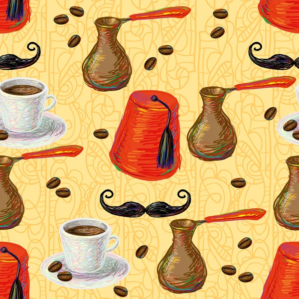 Турецкая бесшовная модель с кофейником — стоковый вектор