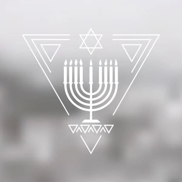 Hanukkah fundo com menorah com velas —  Vetores de Stock