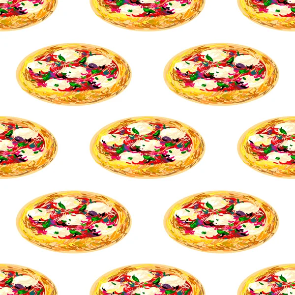 Italian seamless pattern with pizza — Stock Vector