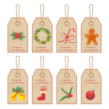 Noel Etiketler beyaz arka plan