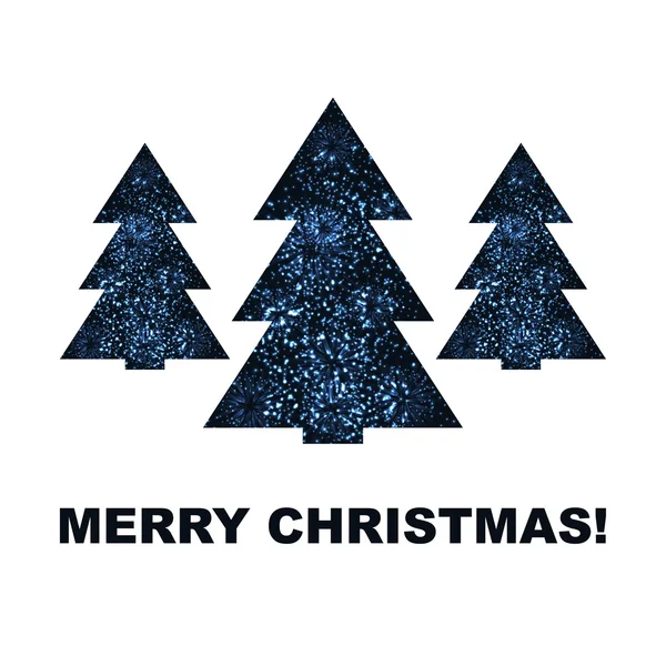ブルーのクリスマス ツリーとクリスマス カード — ストックベクタ