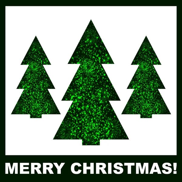 緑のクリスマス ツリー カード — ストックベクタ
