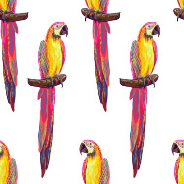 tropical pattern with exotic parrots