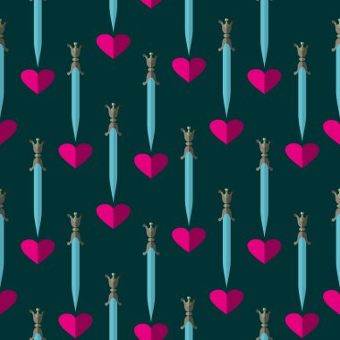 pattern with daggers and hearts